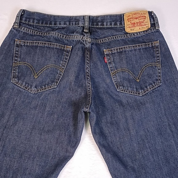 Levis 559 Relaxed Straight Jeans Mens 36x34 Dark Wash Blue Denim fits 36x32 - Picture 12 of 16